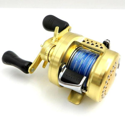 中古（目立った傷や汚れなし） シマノ 14カルカッタコンクエスト 101 SHIMANO ベイトリール リール 釣具 釣り ゴールド 032034 TA0100 ◇