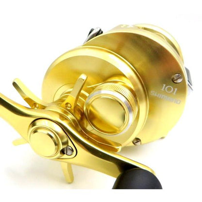 中古（目立った傷や汚れなし） シマノ 14カルカッタコンクエスト 101 SHIMANO ベイトリール リール 釣具 釣り ゴールド 032034 TA0100 ◇